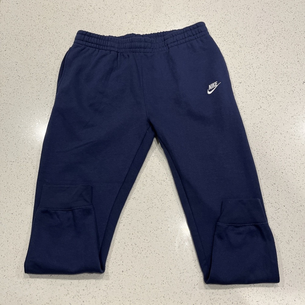 Nike Pants Mens L Blue Jogger Fleece Elastic Waist Pockets Tapered BV2671-410
